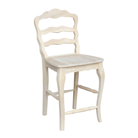 International Concepts Versailles Counter Height Stool, 24" Seat Height, Unfinished S-9202